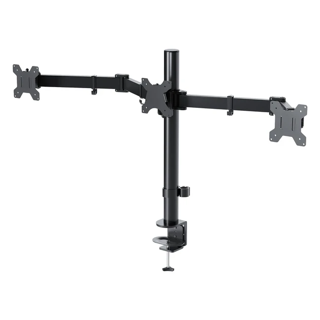 Bontec Monitor Halterung 3 Monitore 13-24 Zoll LED und LCD Monitor Schreibtisch Monitorständer Neigbar 180° Schwenkbar 360° Höhenverstellbar 10kg VESA 75/100 Schwarz