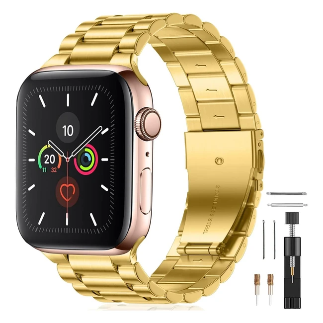 Bolyel Correa Apple Watch 41mm 40mm 38mm Metal Acero Inoxidable Series 9 8 7 Se 6 5 4 3 2 1 Oro