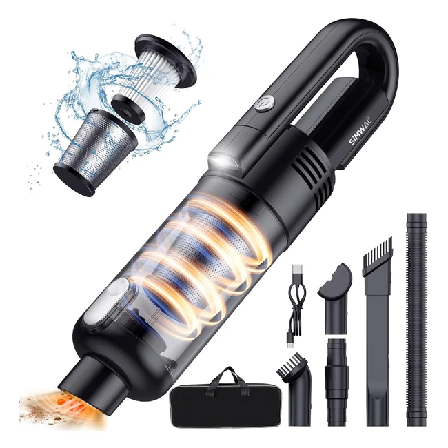 Aspiradora de Mano Simwal 9500Pa - Potente y Portátil - Sin Cable - Luz LED