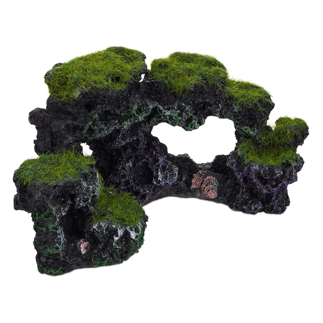 Adorno Acuario Roca Decorativa 85x17cm Negroverde - Relaxdays