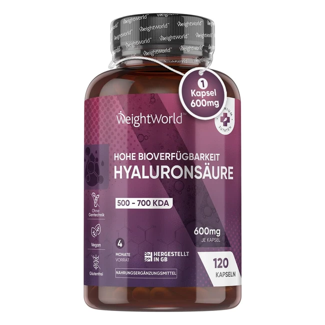 Hyaluronsäure Kapseln 600 mg 4 Monate Vorrat 500-700 kDa 120 Kapseln Alternative zu Seren Tabletten