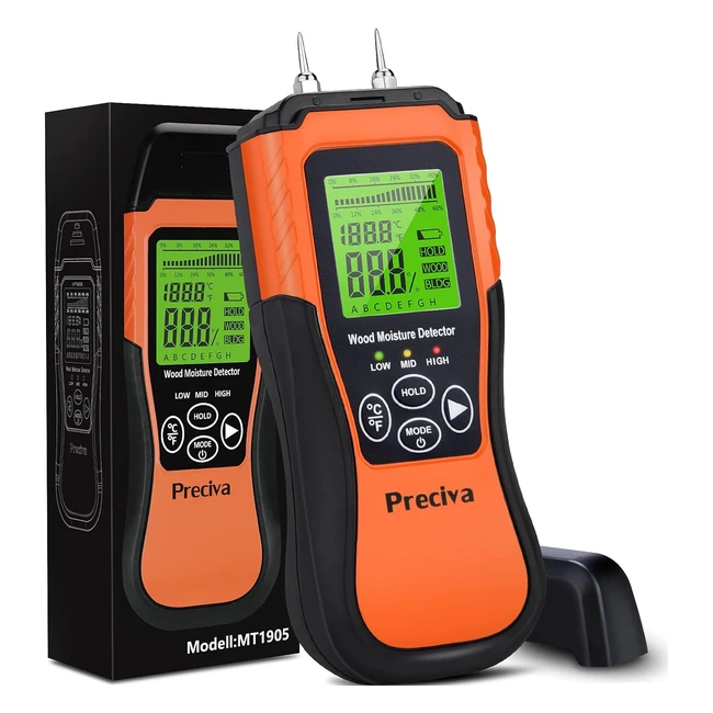 Testeur humidimètre bois Preciva Détecteur d'humidité numérique fuite d'eau écran LCD rétroéclairé