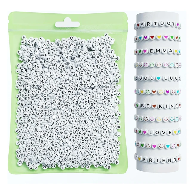 Kit Perles Lettres Acrylique 800pcs 7 x 4mm DIY Bijoux Enfants Fille Cadeau