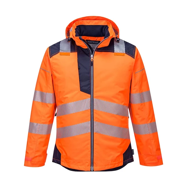 Portwest T400 Men's Reflective Waterproof PW3 HiVis Winter Jacket Orange/Navy XXLarge