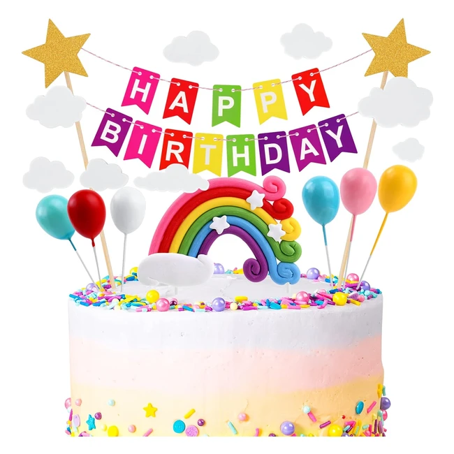 Décoration gâteau 3D arc-en-ciel ballon cupcake toppers collection figurines anniversaire 16pcs