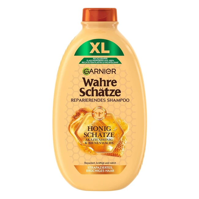 Champú Garnier Reparador Cabello Quebradizo XL - Miel Acacia y Cera Abejas - Brillo y Suavidad - 1 x 600 ml