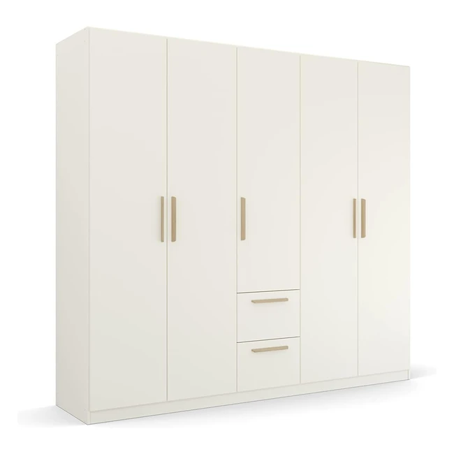 Rauch Möbel Skandi by Quadra Spin Schrank Drehtürenschrank Weiß 5trg inkl. 3 Kleiderstangen 3 Einlegeböden 2 Schubkästen