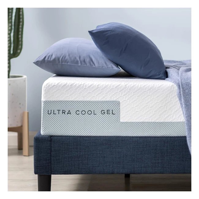 Zinus Ultra Cool Gel Memory Foam Matratze 90x200 cm H3H4 25 cm - Kühlendes Gel, OEKO-TEX