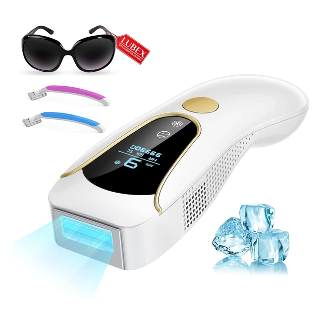 Lubex IPL Hair Removal Device Ice Cooling System 3in1 Functions HRSCRA Laser Hair Removal Device 9 Energy Levels 999900 Flashes Painless Hair Removal
