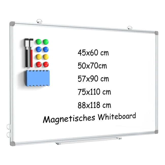 Pizarra Blanca Magnética Dollar Boss 88x118cm - 2 Rotuladores, 8 Imanes, 1 Goma de Borrar