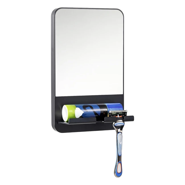 Taili Shower Mirror Fogless Suction for Shaving - Removable, No-Drilling Anti-Fog Mirror for Bathroom - Men and Women - Black