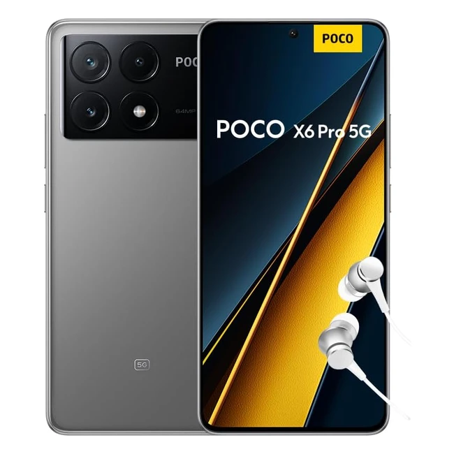 Poco X6 Pro Smartphone 8256GB AMOLED 120Hz MediaTek Dimensity 8300Ultra Triple Cámara 64MP 5000mAh Gris