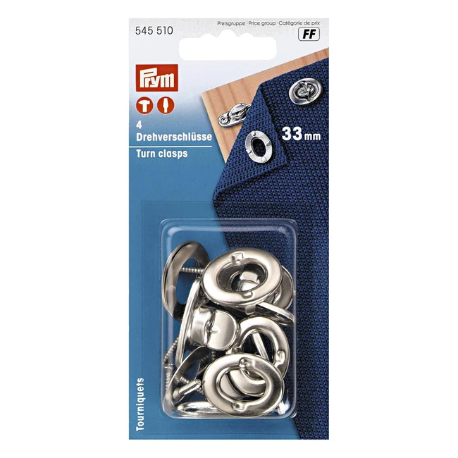 Prym Rondelle Rotanti 33 mm Argento Turn Clasp UnisexAdulto Silver One Size - Chiusure a Torsione
