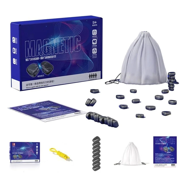 Jeu d'échecs magnétique pour enfants - Plateau en pierre - Jouet éducatif - Réutilisable