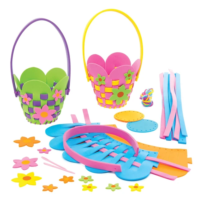 Kit Tressage Paniers Motif Fleurs Enfants - Baker Ross AT380
