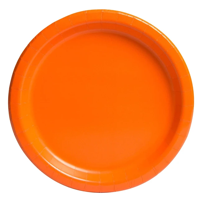 Platos de Papel Ecológicos 23 cm Naranja - Paquete de 16 - Unique Party