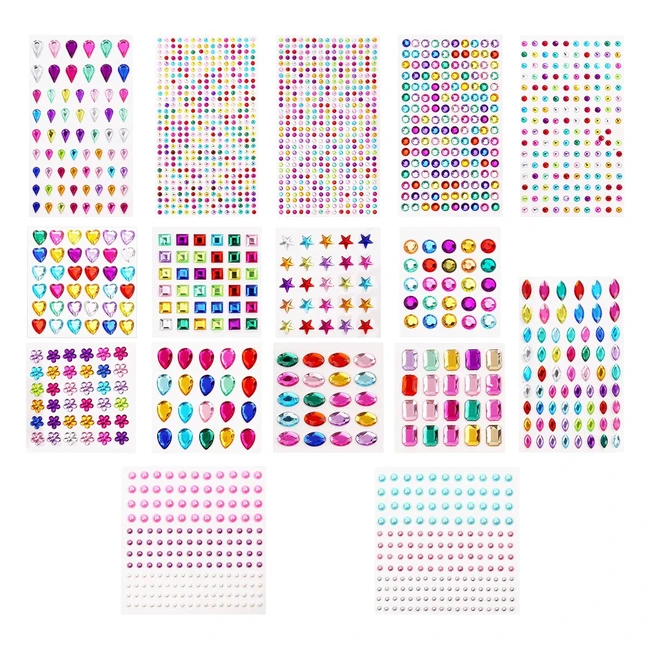 Vicloon 1908pcs Crystal Rhinestone Stickers | Self Adhesive Bling Jewels | 9 Styles Gem Stickers