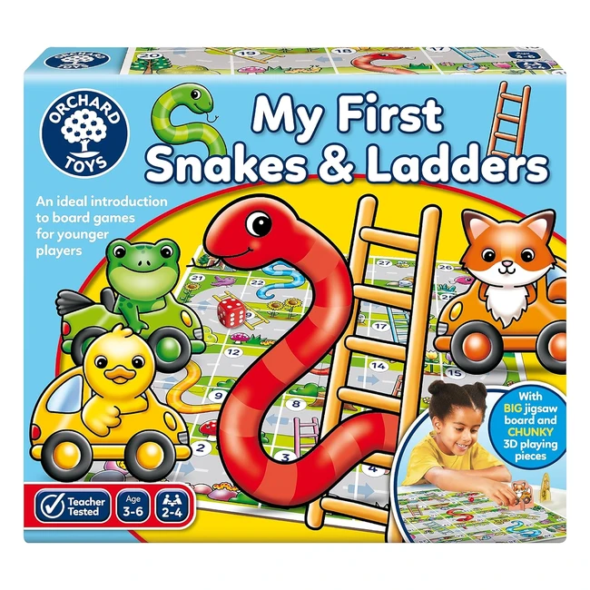 Orchard Toys My First Snakes and Ladders Game - Big Chunky Board - Giant Pieces - Age 3+ - 2-4 Players
