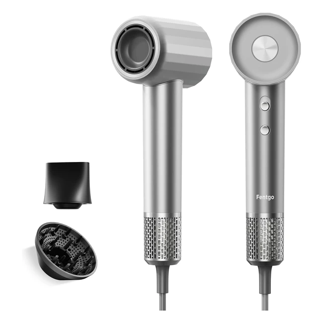 Fentgo Phon Capelli Professionale Asciugacapelli Ionico 110000 Giri/min 1600W Diffusore Rapido Viaggio Grigio
