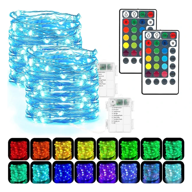 Guirlande Lumineuse LED 16 Couleurs Changeantes RGB Lot de 50 Piles2