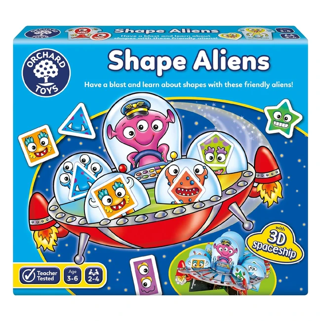 Orchard Toys Shape Aliens Game | Space Themed Board Game | Family Fun | Kids Age 3+ | Educational Toy