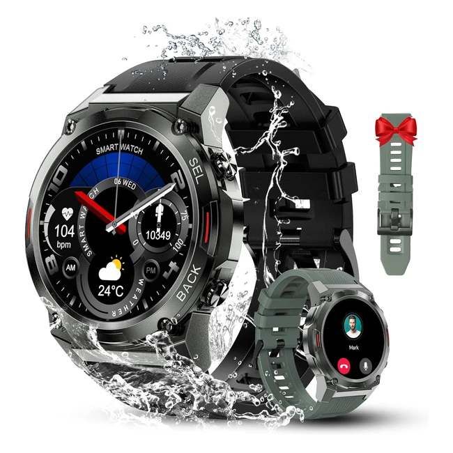 Montre Connectée Homme Oukitel BT50 Militaire HD 143 Smartwatch Étanche IP68