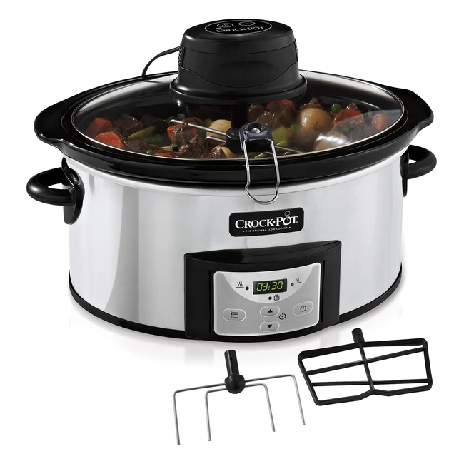 Crockpot Autostir Olla de Cocción Lenta Digital 57L 6 Raciones 240W Acero Inoxidable CSC012X
