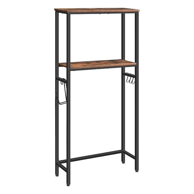 Hoobro Étagère WC 2 Niveaux Gain de Place Marron Rustique et Noir EBF49TS01