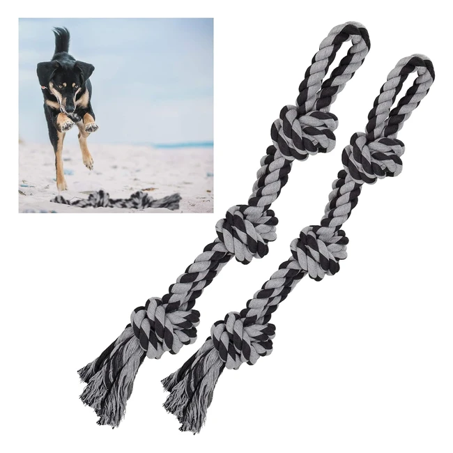 Lot de 2 jouets pour chien Relaxdays - Corde à mâcher - Grand chien - Robuste - 70 cm - Noir et gris