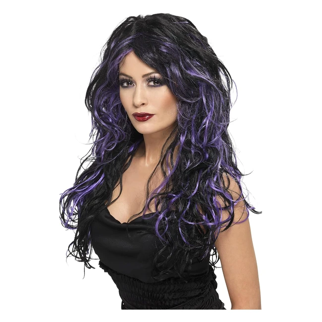 Peluca Novia Gótica Larga Morada Smiffys 35683 - Mechas y Estilo Único