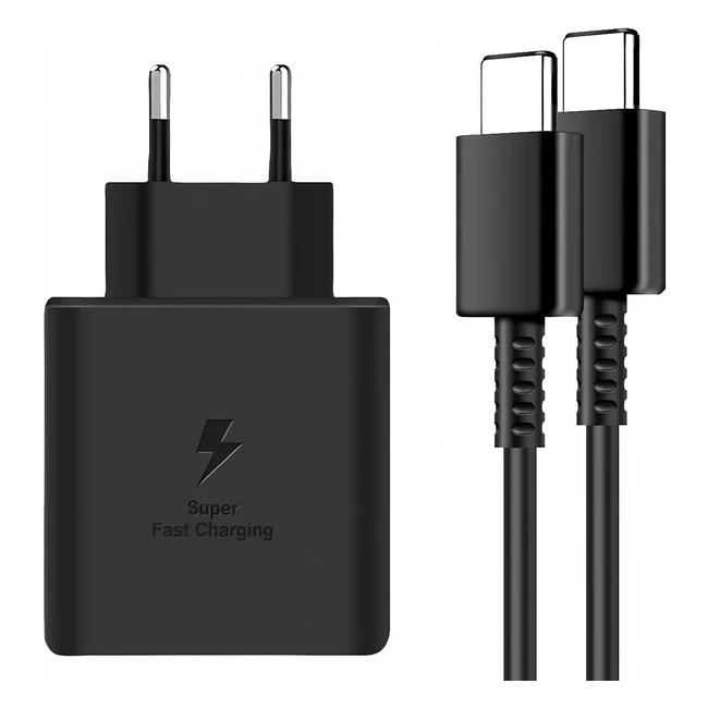 Chargeur Rapide USB C Samsung 45W - Câble 5A - Adaptateur Secteur - Prise Murale - Galaxy S23 S22 S21 Ultra S20 - Note 20 - A73 A53 A52