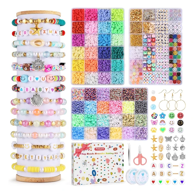 Kit 10600 Perline Argilla Bracciali 48 Colori Polimerica Gioielli 1000 Ciondoli Lettere
