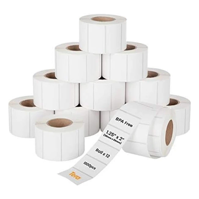 Etiquetas de direccin Tera 30mm x50mm 1000 etiquetasroll 12 rollos resistente al agua aceite araazos alcohol bpa adhesiva