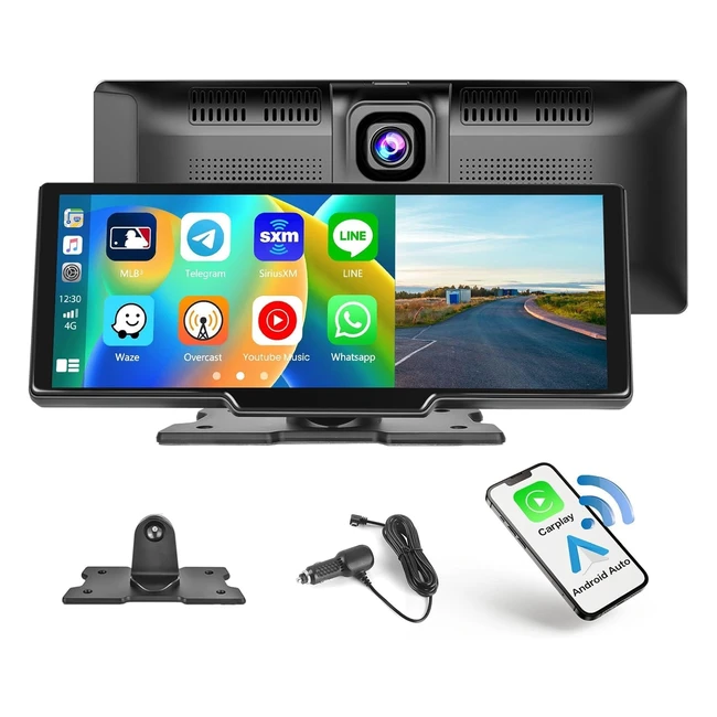 Hikity Inalámbrico Apple Carplay Radio Coche Pantalla Táctil 9.3'' Android Auto Control Voz Transmisor FM