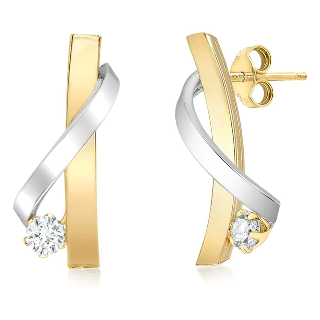 Orecchini Donna Carissima Gold 9 Carati Oro Bicolore - Ref. 12345 - Zirconi Brillanti