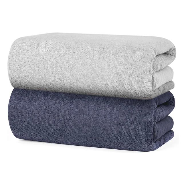 Toallas Baño Grandes 2pcs Microfibra Suaves Absorbentes Gimnasio Secado Rápido 70x140cm