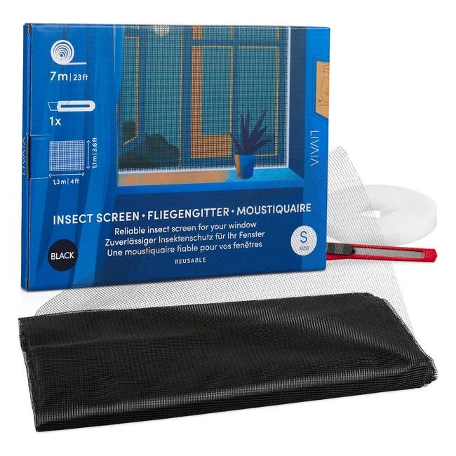 Fliegengitter Fenster 110 x 130 cm Schwarz Insektenschutzfenster Moskitonetz Fenster mit Klettband Fliegennetz Fenster Livaia Moskitoschutz