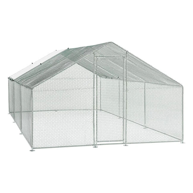 Juskys Outdoor Gehege 3 x 6 x 2 m Metall Hühnerstall begehbar mit 18 m Laufbereich Tür Verschluss Outdoor Gehege für Hühner Kleintiere und Pflanzen