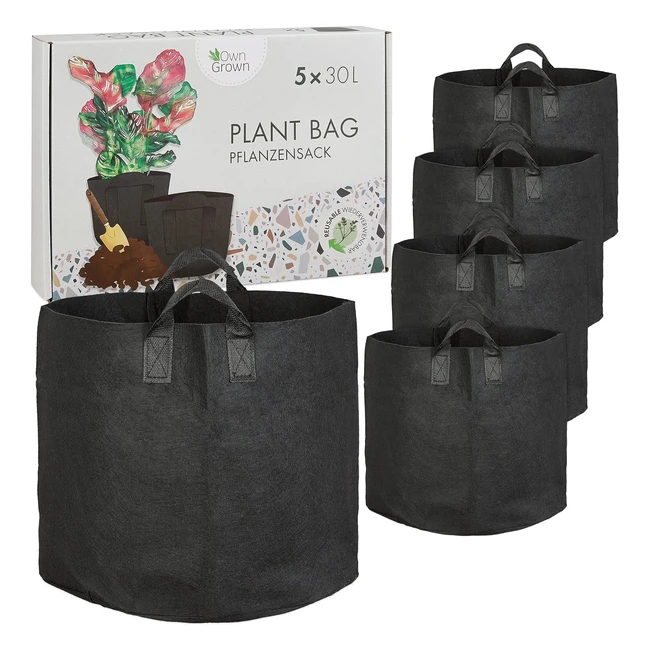 Owngrown Pflanzsack 30 l Set 5 x 30 l Pflanzsack für Balkon- und Topfpflanzen Kartoffelpflanzsack Balkon Pflanzsack Pflanztopf 30 l Pflanzgefäße für den Außenbereich