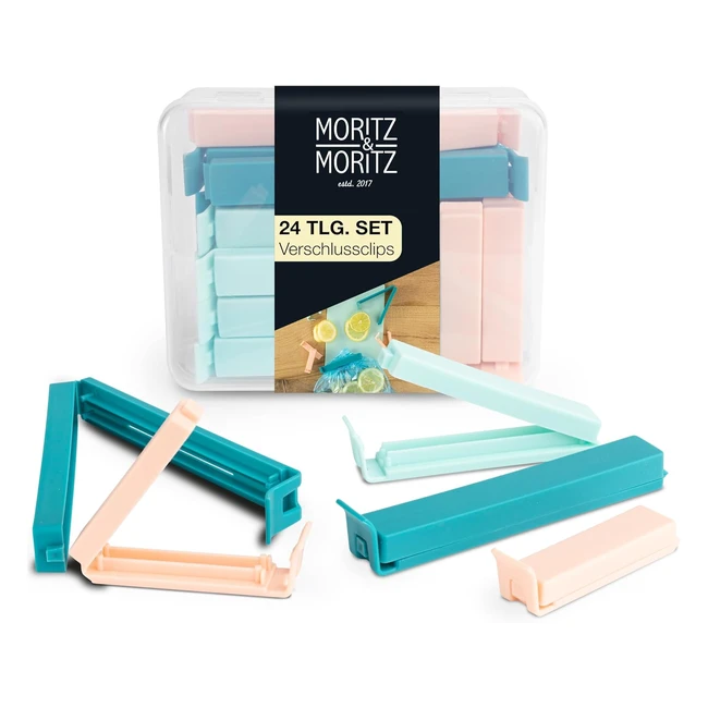 Set 24 Pinzas Bolsas Alimentos Cocina Clip Cierre Plastico - Moritz 3 Colores