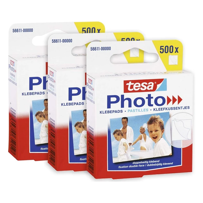 Tesa Photo Almohadillas Adhesivas Doble Cara 500 Bloques por Paquete - Grande 1500 Unidades