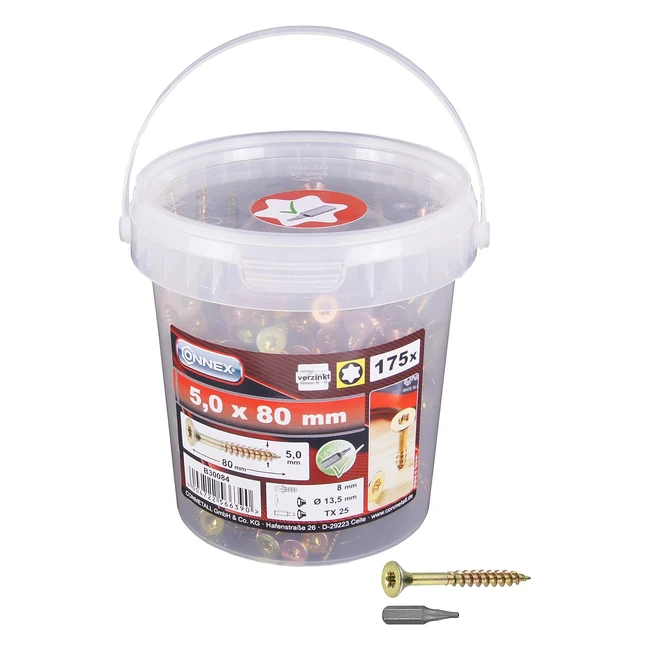 Connex B30084 Vis Universelles 50 x 80 TX Galvaniss 175 pices - Haute Qualit