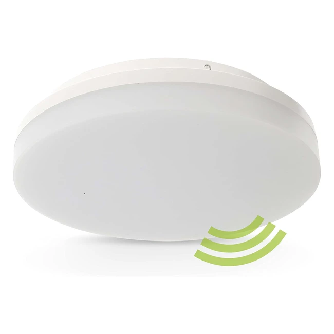 Plafonnier LED Lumare 18W Diam. 220mm avec Détecteur de Mouvement IP45 Blanc Chaud 3000K