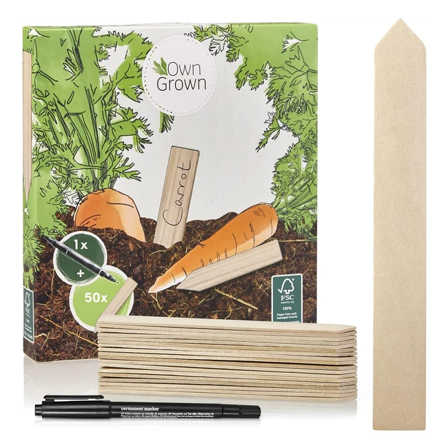 Premium Holz Pflanzschilder Set 60 Pflanzschilder und Stift wetterfest