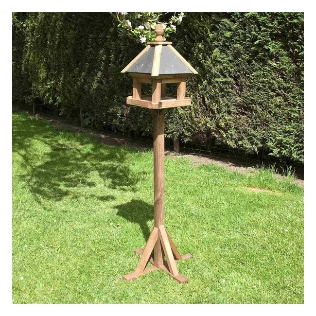 Rowlinson Garden Products Laverton Bird Table - Premium Quality Slate Apex Roof