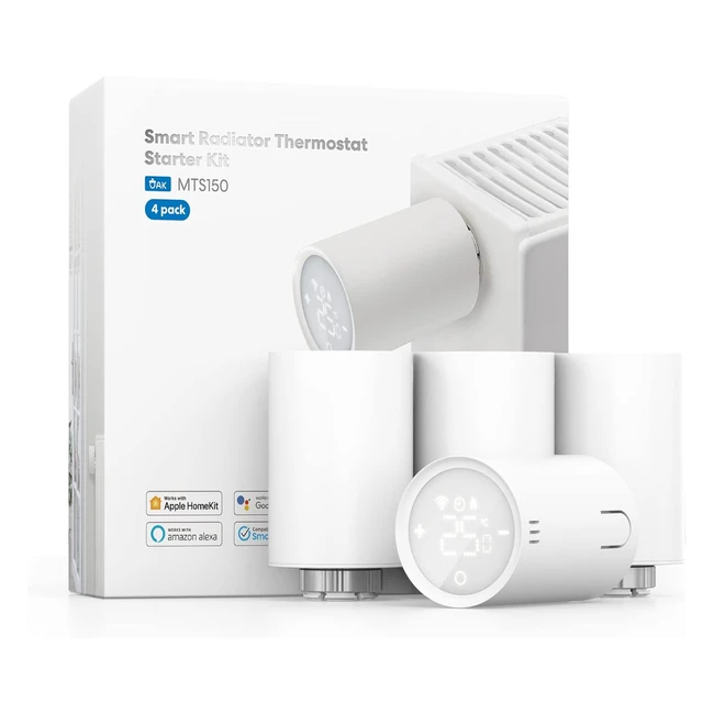 Meross Termostato Wifi Inteligente MTS150HHK - Control por Voz y Remoto - Compatible con Apple HomeKit, Alexa y Google Assistant - 4 Piezas