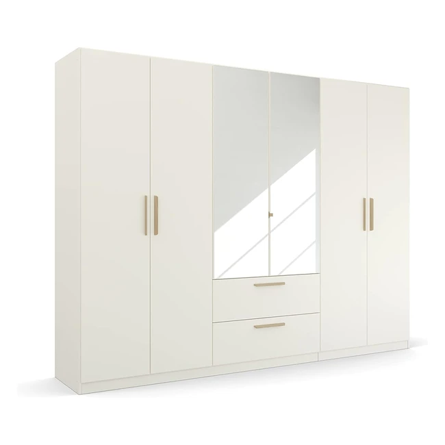 Rauch Möbel Skandi by Quadra Spin Schrank Drehtrenschrank Weiß 6trg mit Spiegel inkl. 3 Kleiderstangen 3 Einlegeböden 2 Schubkästen