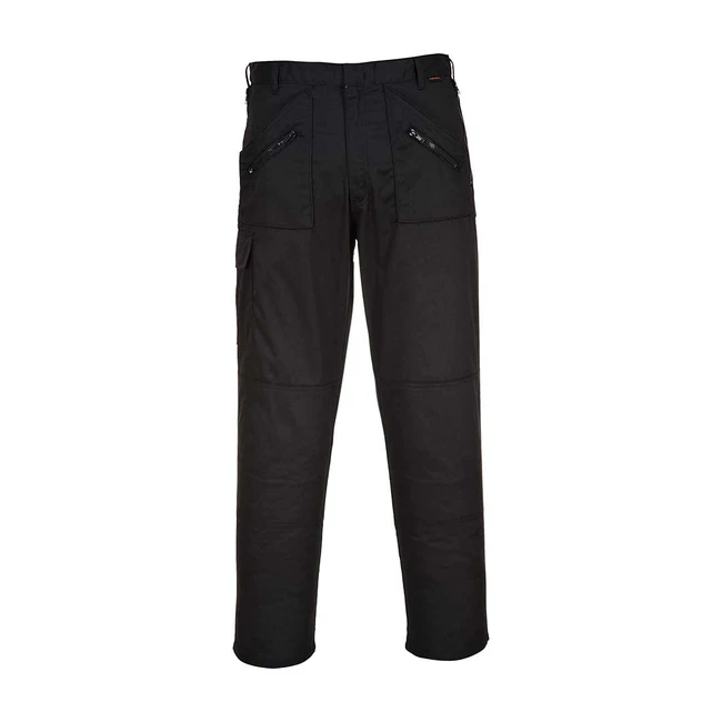 Portwest S887 Comfort Reinforced Knee Action Trouser Black 38 - Zipped Pockets, Doublelayer Reinforced Knee, 11 Pockets