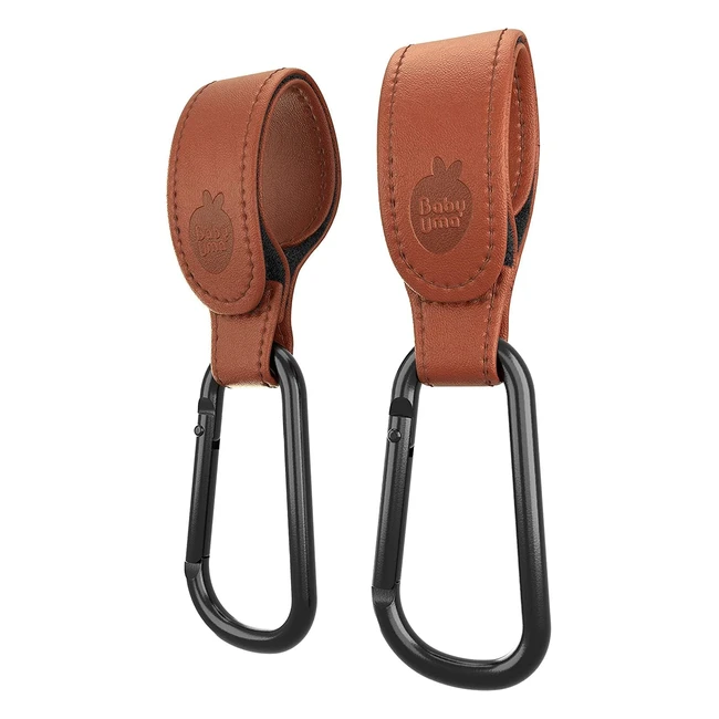Baby Uma Leatherstyle Buggy Clips 2Pack - Universal Pram Hooks - Carry Up to 5 kg - Nonslip Accessories