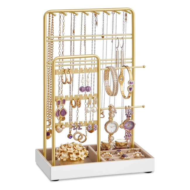 Soporte Organizador Joyas Metal Terciopelo Collares Pulseras Pendientes Anillos JJS021A01